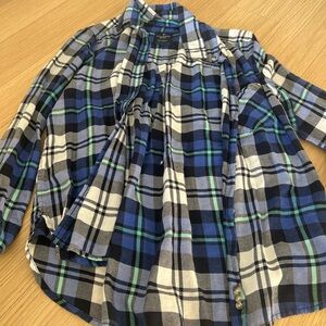 Blue and Green Plaid Button Down Shirt